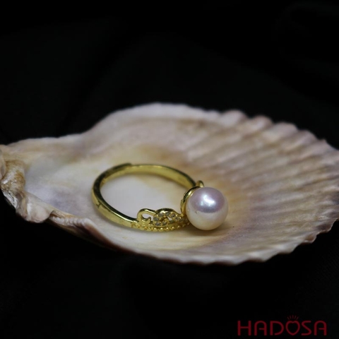 Nhẫn Ngọc trai hạt bầu 7mm bạc 925