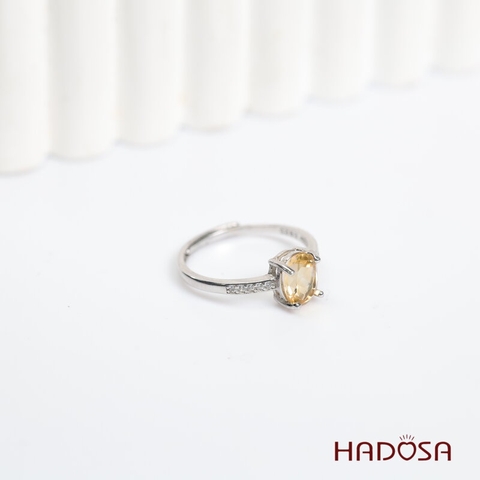 Nhẫn Thạch Anh Vàng Citrine 6*8mm bạc 925