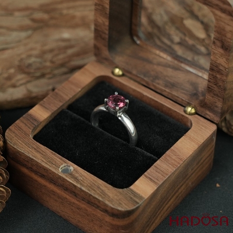 Nhẫn Tourmaline Hồng Lục Bảo tròn 6mm size 11