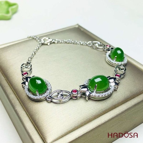 Lắc tay Ngọc Bích Canada(7*9mm) Bạc 925