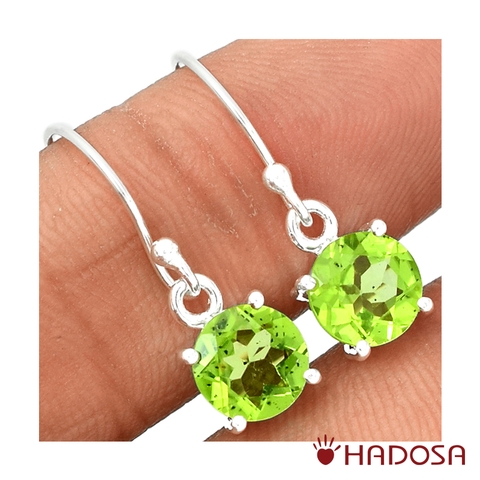 Hoa tai đá Peridot cao cấp bạc 925