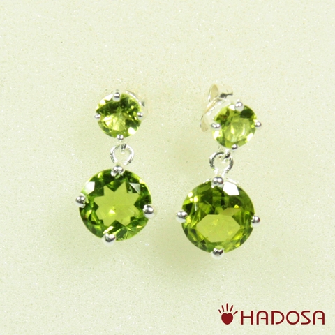 Hoa tai đá Peridot cao cấp bạc 925