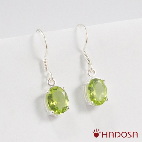 Hoa tai đá Peridot cao cấp bạc 925