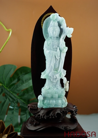 Phật Bà Quan Âm Cẩm Thạch 27x9cm