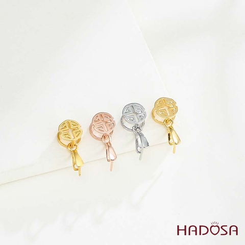 Khoen bạc mạ vàng mặt dây chuyền chữ Thọ