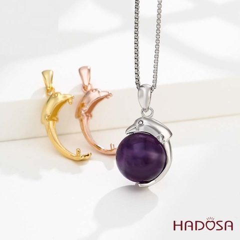 Khoen móc bạc mặt dây chuyền cá heo 12mm