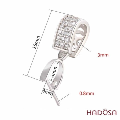 Khoen mặt dây chuyền bạc mạ vàng mặt đính đá