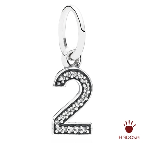 Charm treo số 2  bạc 925 cao cấp DIY
