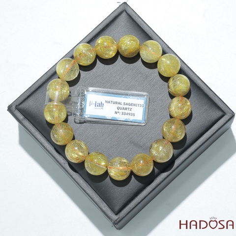 Vòng thạch anh tóc vàng 13mm đặc biệt chuẩn 6A