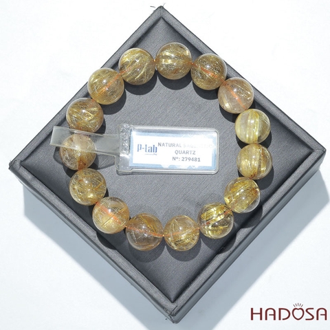 Vòng Thạch Anh tóc vàng 14mm đặc biệt cao cấp chuẩn 7A