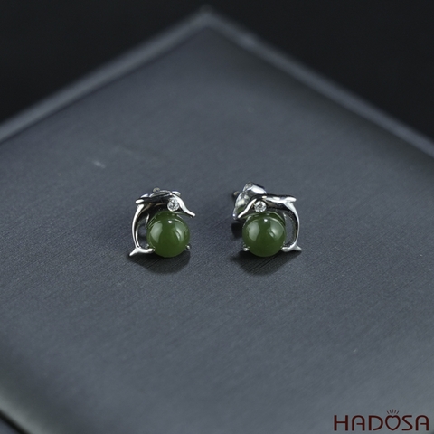 Bông tai Ngọc Bích Canada 6mm bạc 925