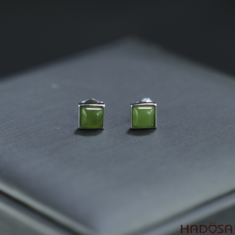 Bông tai Ngọc Bích Canada 5mm bạc 925