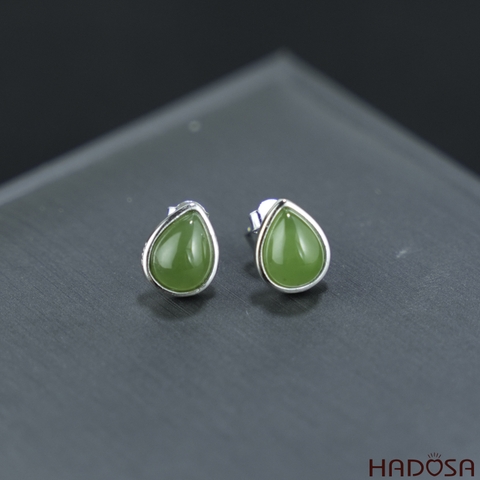 Bông tai Ngọc Bích Canada 7*9mm bạc 925