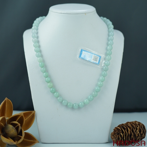 Vòng cổ ngọc cẩm thạch A xanh ngọc 8mm