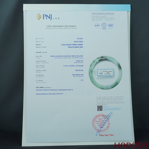 Vòng Ngọc Cẩm Thạch Jade A lá hẹ bạch ngọc phớt lý ni 54