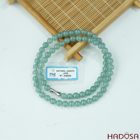 Vòng cổ Cẩm Thạch A Xanh Ngọc 6mm