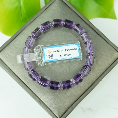 Vòng đá Thạch anh tím hạt trụ 10x8mm chuẩn 5A