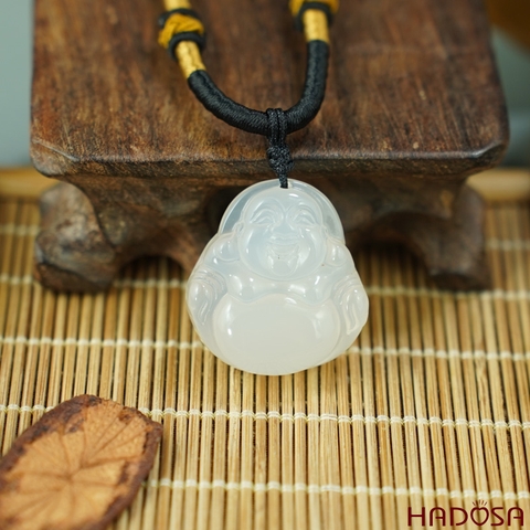 Mặt Phật Di Lặc Mã Não Trắng