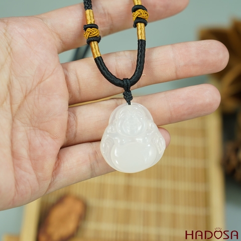Mặt Phật Di Lặc Mã Não Trắng