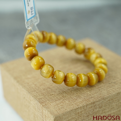 Vòng đá mắt hổ vàng tâm hạt đốt 12 ly chuẩn 6A