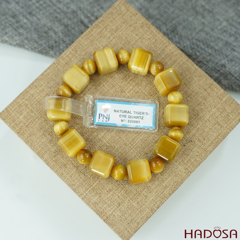 Vòng Thạch anh Mắt Hổ vàng tâm vuông 08*12mm chuẩn 6A