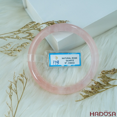 Vòng kiềng thạch anh hồng bản lá hẹ ni 57mm