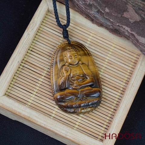 Mặt đá Mắt Hổ vàng nâu Adida (Tuất, Hợi) 44x29x11mm