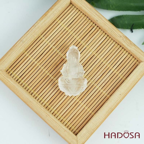 Mặt Phật bà Thạch anh trắng cao cấp 18x32mm