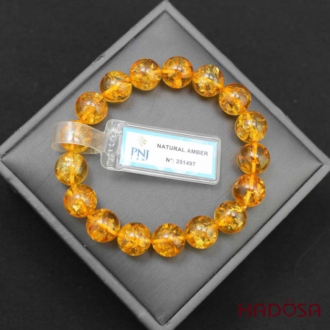 Vòng Hổ Phách Baltic vàng sáng 11mm