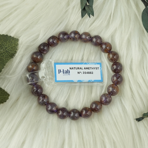 Vòng thạch anh tím tóc vàng 8mm chuẩn 7A