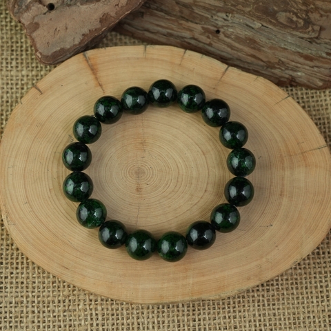 Vòng Chuỗi Cẩm Thạch xanh vân đậm 12mm