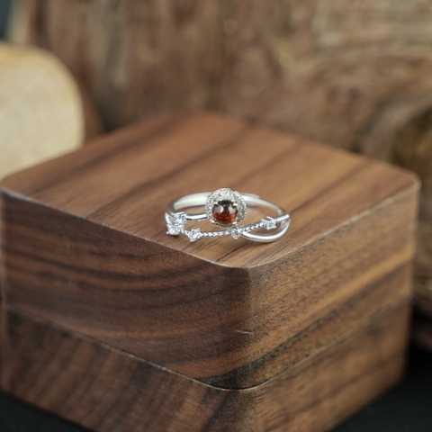 Nhẫn đá garnet 4mm bạc 925