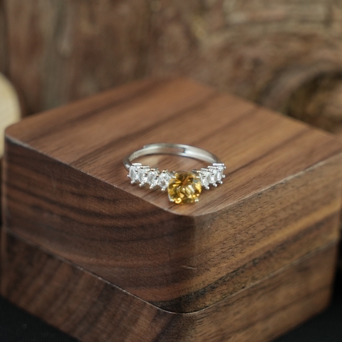 Nhẫn đá citrine 6mm bạc 925