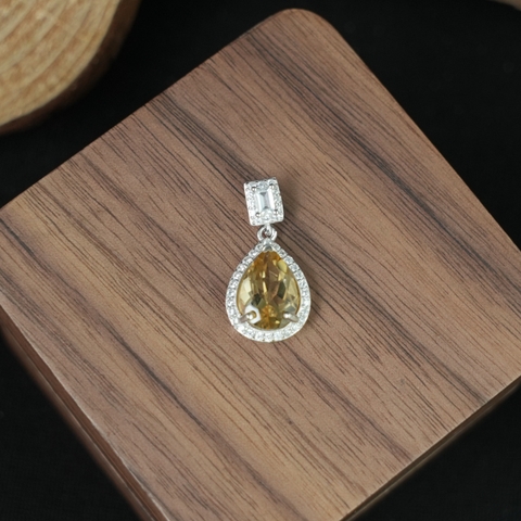 Mặt dây chuyền Citrine 7*10mm bạc 925