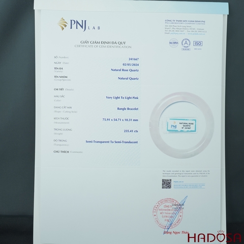 Vòng kiềng Thạch anh hồng bản tròn chuẩn 3A ni 54