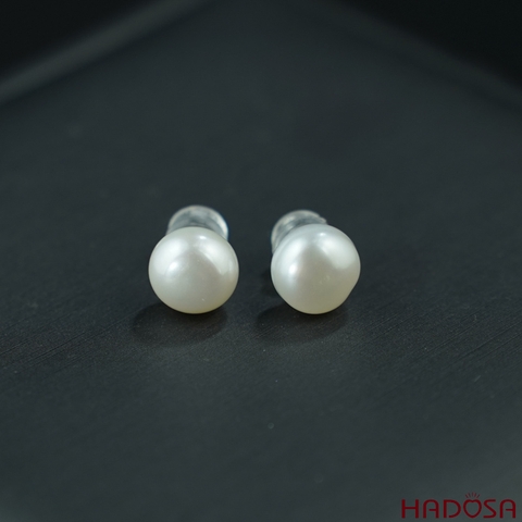 Bông tai ngọc trai hạt bầu 11mm bạc 925