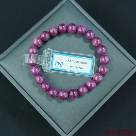 Vòng đá Ruby Nam Phi hồng đậm 10mm chuẩn 5A