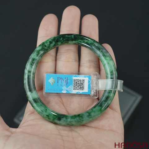 Vòng kiềng Ngọc Cẩm Thạch xanh vân đậm bản tròn ni 53