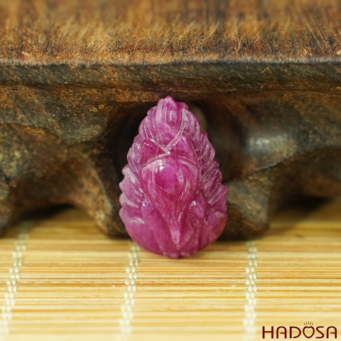 Mặt Hồ Ly Ruby đỏ hồng đẹp 14x22mm