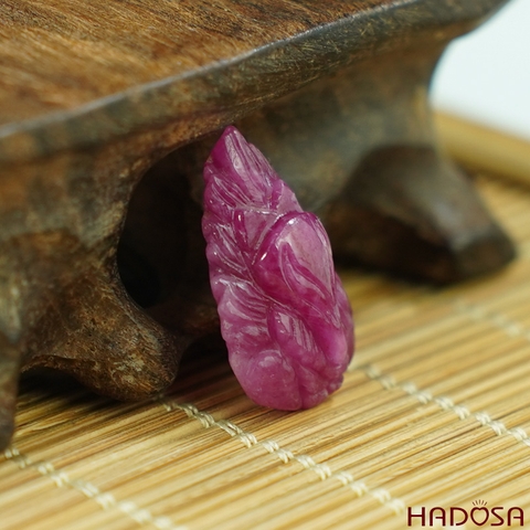 Mặt Hồ Ly Ruby đỏ hồng đẹp 14x22mm