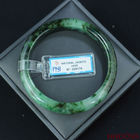 Vòng kiềng Cẩm Thạch lá hẹ xanh đậm ni 60