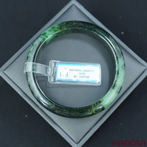 Vòng kiềng Cẩm Thạch lá hẹ xanh đậm ni 61