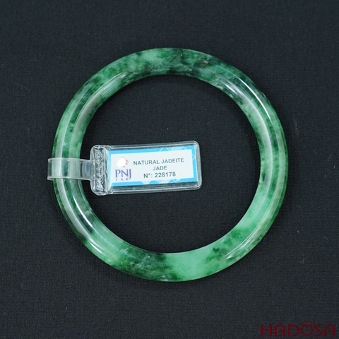 Vòng kiềng Cẩm Thạch bản tròn xanh đậm ni 69