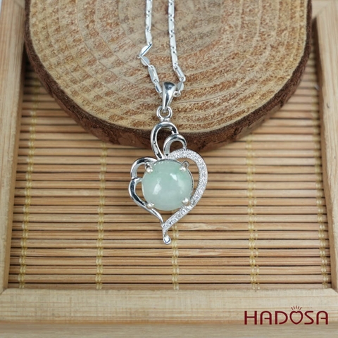 Mặt dây chuyền bạc Cẩm Thạch tròn xanh lí