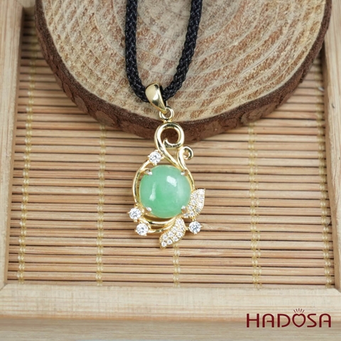 Mặt dây chuyền bạc Cẩm Thạch tròn xanh lí