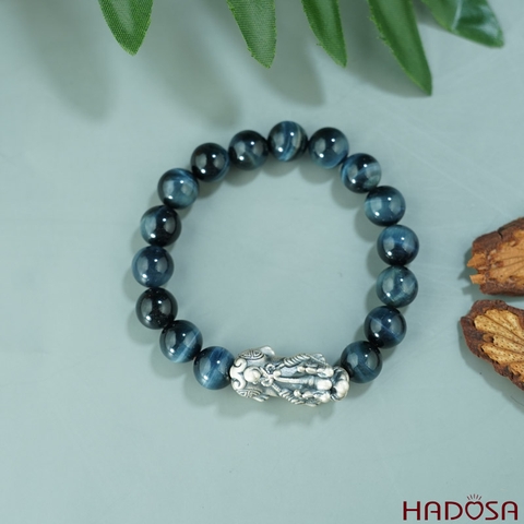 Vòng Thạch Anh Mắt Chim Ưng 10mm mix Tỳ Hưu bạc