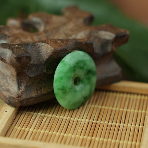 Mặt đồng điếu Cẩm Thạch xanh vân bông 28mm