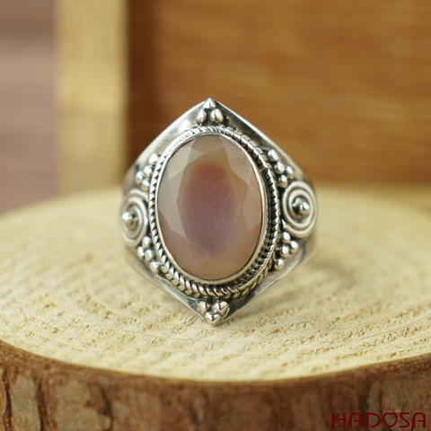 Nhẫn nữ đá Carnelian bạc 925 cao cấp