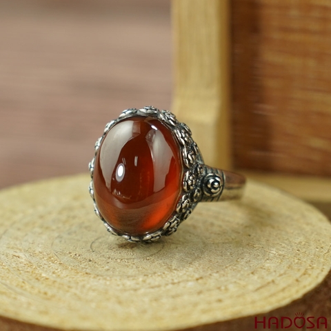 Nhẫn đá Garnet bạc 925