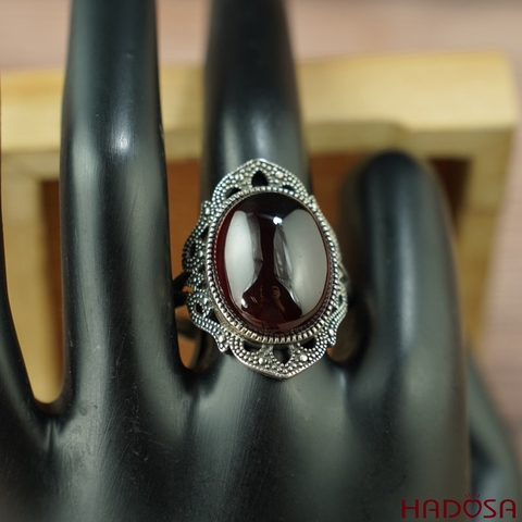 Nhẫn đá Garnet bạc 925